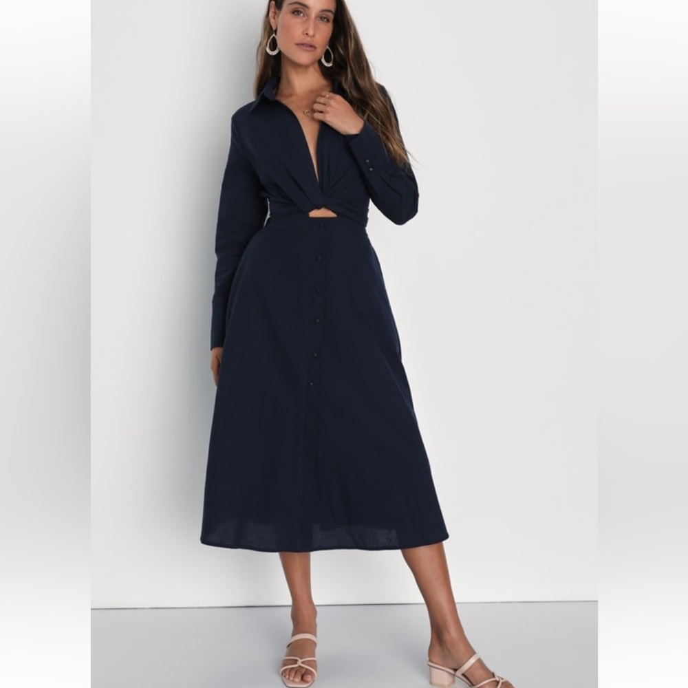 Navy Blue Midi dress cut out